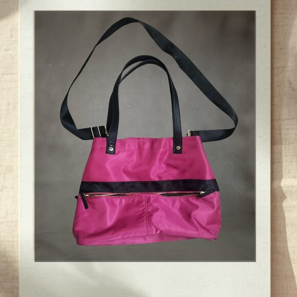 Steve Madden Pink Nylon Tote Bag | Crossbody with Removable Wristlet Set - Picture 1 of 7